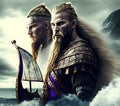 Viking Warriors, Generative AI Illustration Royalty Free Stock Photo