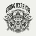 Viking warriors head monochrome color Royalty Free Stock Photo