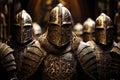 Viking warriors in shield wall, led by fierce leader, ready to charge into epic battle Royalty Free Stock Photo