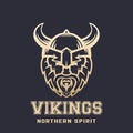 Vikings logo, bearded warrior in horned helmet