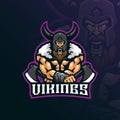 Vikings mascot logo design with modern illustration concept style for badge, emblem and tshirt printing. angry viking illustration