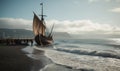 The vikings sailed their ship to the shore Creating using generative AI tools Royalty Free Stock Photo