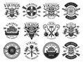 Vikings and scandinavian warriors vector emblems Royalty Free Stock Photo