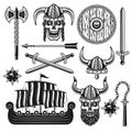 Vikings and scandinavian warriors vector objects