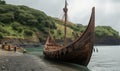 Vikings\' ship approaches the rocky shore Creating using generative AI tools