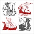 Vikings Ships - vector set on white background