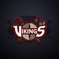 Vikings sport logo, dark vector emblem