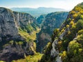 Vikos Gorge, a gorge in the Pindus Mountains of northern Greece, lying on the southern slopes of Mount Tymfi, one of the deepest