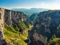 Vikos Gorge, a gorge in the Pindus Mountains of northern Greece, lying on the southern slopes of Mount Tymfi, one of the deepest Royalty Free Stock Photo