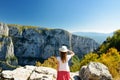 Vikos Gorge, a gorge in the Pindus Mountains of northern Greece, lying on the southern slopes of Mount Tymfi, one of the deepest Royalty Free Stock Photo