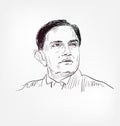 Vikram Ambalal Sarabhai famous Indian physicist and astronomer vector sketch portrait Royalty Free Stock Photo