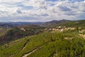 Vila de Rei drone aerial landscape view of beautiful nature landscape with green and yellow trees, in Portugal Royalty Free Stock Photo