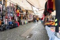 Portuguese street market on rainy day Royalty Free Stock Photo