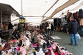 Portuguese street market on rainy day Royalty Free Stock Photo