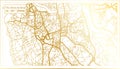 Vila Nova de Gaia Portugal City Map in Retro Style in Golden Color. Outline Map