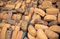 Vila real de Santo Antonio , Portugal - OCT 12 2.019 - cork products shop in street market, cork glasses cases, selective focus