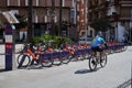 Viladecans - May 25 2023: ambici is the shared bicycle available in various municipalities in the Barcelona metropolitan