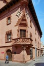 Viladecans - May 27, 2023: Closed main entrance of the Viladecans town hall in Catalunya of the building in the form of