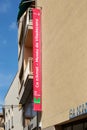 Viladecans, Spain - September 17, 2023: Banner of the exterior facade of the entrance to the museum Ca n'Amat-Museu.