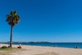 Vilafortuny beach Cambrils Spain with palm tree view to Salou