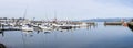 Panoramic view of Yacht harbor of Vilagarcia de Arousa, Pontevedra, Spain on a sunny day Royalty Free Stock Photo