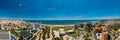 Aerial drone panoramic view of Vilamoura and Quarteira cities on the Algarve coast