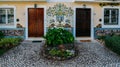 Decorative Portuguese azulejo exterior of a residence in the Old Village in Algarve, Portugal