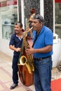 Vilareal de Santo Antonio , Portugal - OCT 12 2.019 - street musicians playing songs
