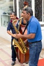 Vilareal de Santo Antonio , Portugal - OCT 12 2.019 - street musicians playing songs