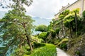 Villa Balbianello. Lake Como. Footpath Following to Famous Tree in Garden at Villa del Balbianello on Lake