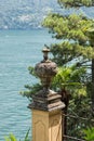 Villa Balbianello. Lake Como. Stone Vase in the Park of Villa del Balbianello. Lake Como