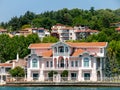 Villa Burhanettin Efendi, Yenikoy, mansions along the Bosporus Strait in Turkey a bright summer day. View from cruise ship