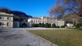 Villa, como lake, Italy, green garden in front of villa Royalty Free Stock Photo