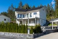 Villa cottage residence with large open terrace and balcony. Beautiful white stone house. Two storey country house. Landscape Royalty Free Stock Photo