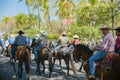 Villa de Alvarez, Colima, Mexico. February 11, 2023. Group of people on horseback in the horse parade