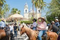 Villa de Alvarez, Colima, Mexico. February 11, 2023. Group of people on horseback in the horse parade