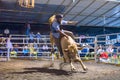 Villa de Alvarez, Colima. Mexico. July 16, 2023. Rider riding a bull