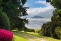 Villa del Balbianello seen from the gardens of Villa Melzi D'Eril