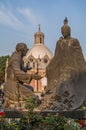 Sculpture of Juan Diego and Fray Juan de Zumarraga. Royalty Free Stock Photo