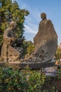 Sculpture of Juan Diego and Fray Juan de Zumarraga. Royalty Free Stock Photo