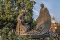 Sculpture of Juan Diego and Fray Juan de Zumarraga. Royalty Free Stock Photo