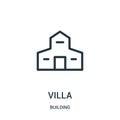 villa icon vector from building collection. Thin line villa outline icon vector illustration Royalty Free Stock Photo