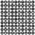 100 villa icons set black circle