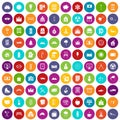 100 villa icons set color