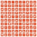 100 villa icons set grunge orange