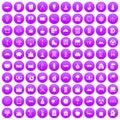 100 villa icons set purple