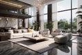 villa living room interior design, light luxury modern furniture, modern style Royalty Free Stock Photo