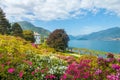 Villa Melzi and its gardens near Bellagio at the famous Italian lake Como in May Royalty Free Stock Photo