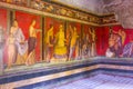 Villa of Mysteries, Interior with antique fresco, Pompei, Italy Royalty Free Stock Photo