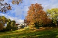 Villa Tugendhat Brno - Czech Republic. Beautiful autumn atmosphere in the park of the villa. Modern architecture of functionalist Royalty Free Stock Photo